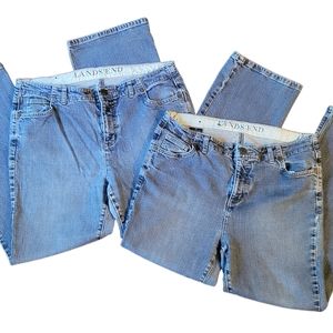Bundle of 2 pair of size 16 Lands End boot cut denim blue jeans